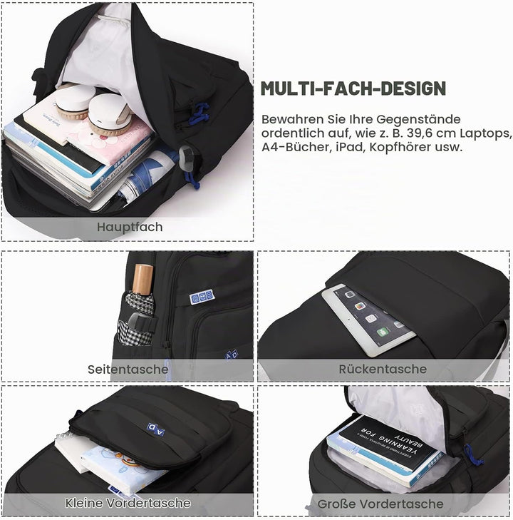 Amythe Schulrucksack Mädchen Teenager, Wasserdicht Daypack, Leichter Schulranzen Mädchen Jungen mit