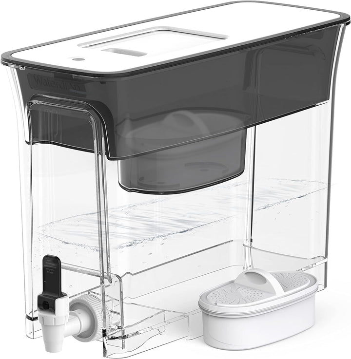Waterdrop Wasserfilterspender für 18 Tassen, langlebig, mit 1 Filter, BPA-frei, Schwarz
