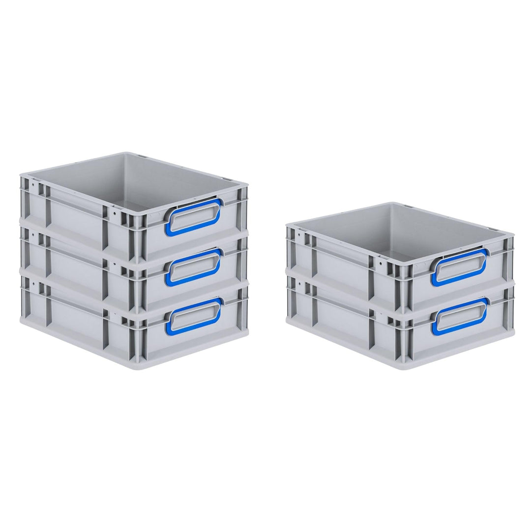 SparSet 5x Eurobox NextGen Color | HxBxT 12x30x40cm | 11 Liter | Griffe blau geschlossen | Glatter B