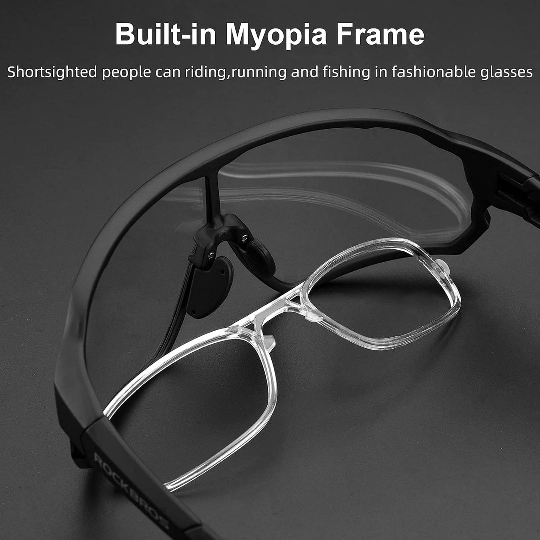 ROCKBROS Sonnenbrille UV-Schutz Brille Klar Photochromatisch Fahrradbrille Sportsbrille für Radfahre