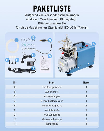 CREWORKS PCP Kompressor 300bar Hochdruckluftpumpe 1800W Kompressor Hochdruck 4500PSI Kompressorpumpe