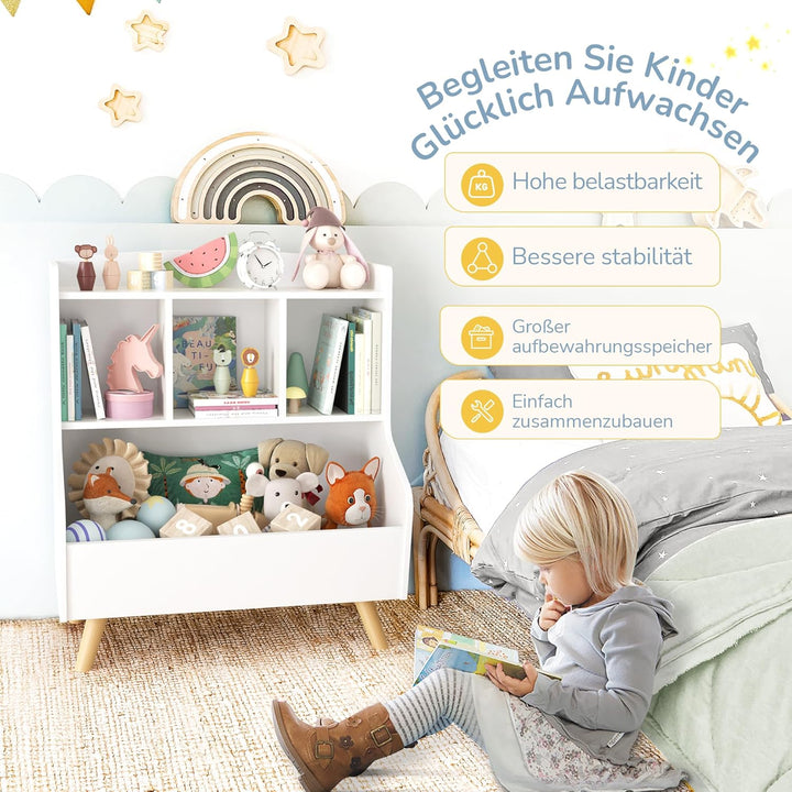 LUE BONA Kinderregal,Bücherregal Regal Aufbewahrungsregal für Kinder,Standregal 3 Stockwerk der Offe