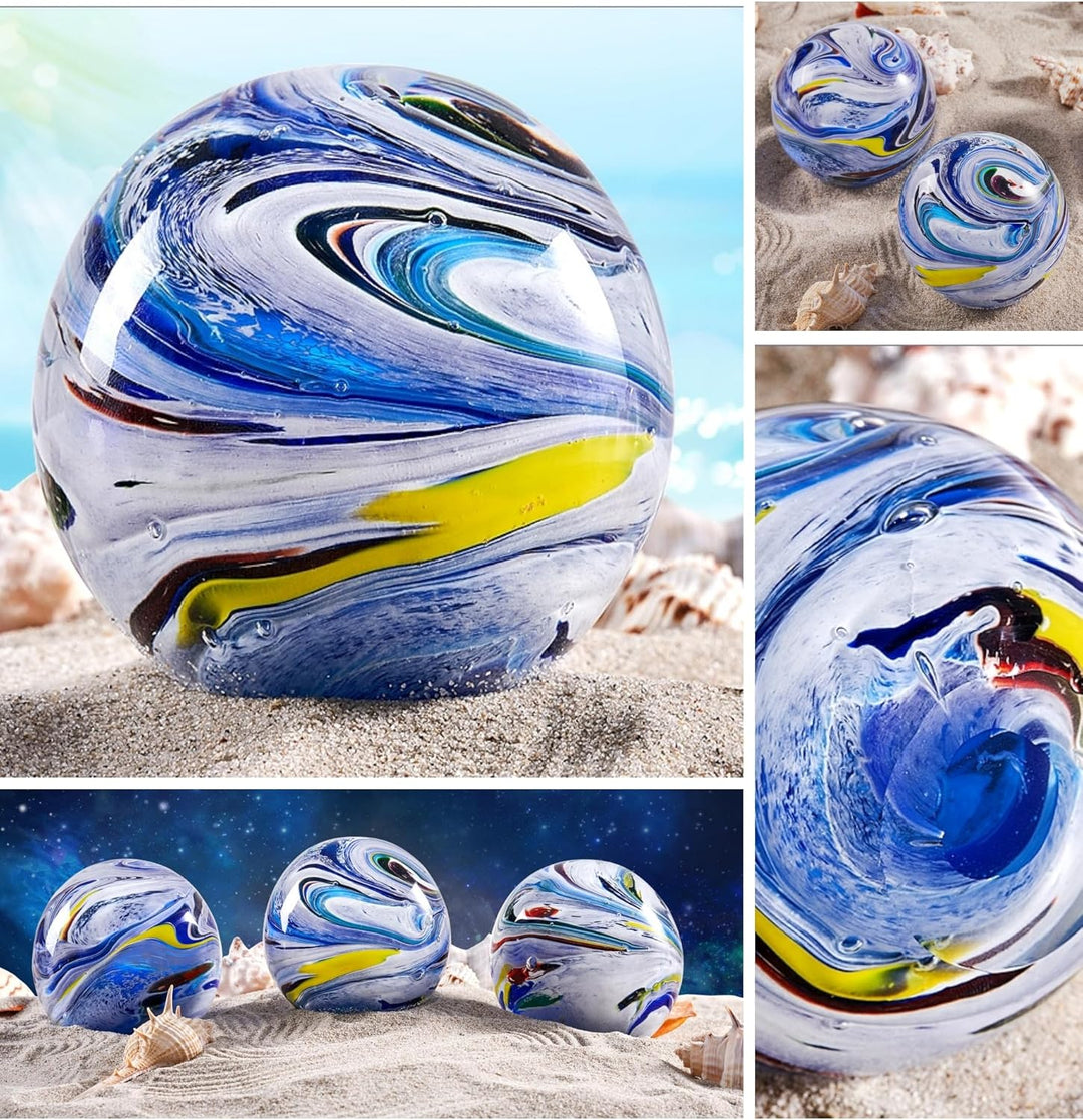 Handgeblasene Glasfiguren, Kugel, Planet, Briefbeschwerer für Geburtstagsgeschenk (weisser Stern) We