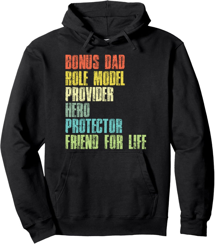 Bonus Daddy Fathers Day Step Dad Husband Protector Hero Pullover Hoodie