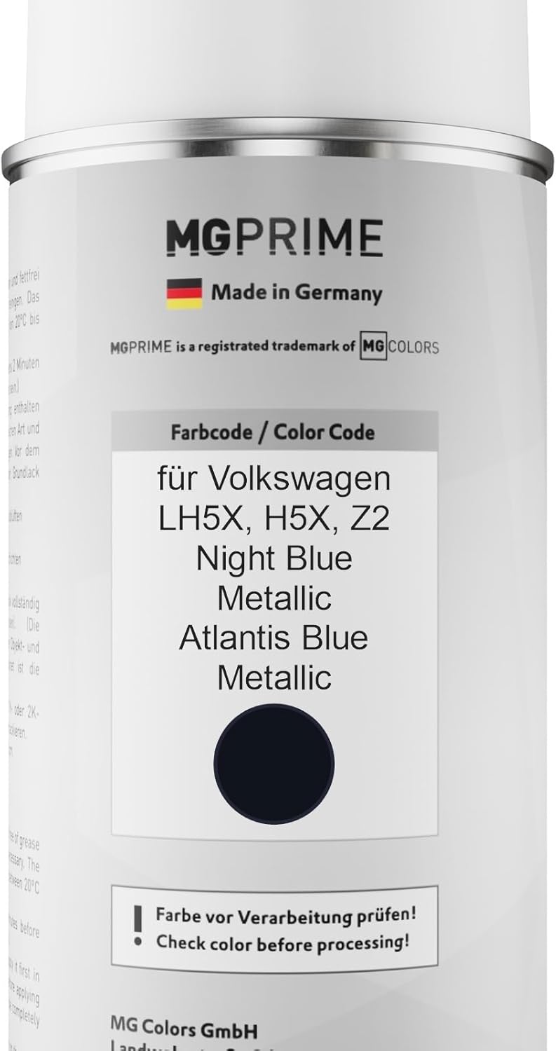 MG PRIME Autolack Sprühdosen Set für Volkswagen VW LH5X / H5X / Z2 Night Blue Metallic/Atlantis Blue