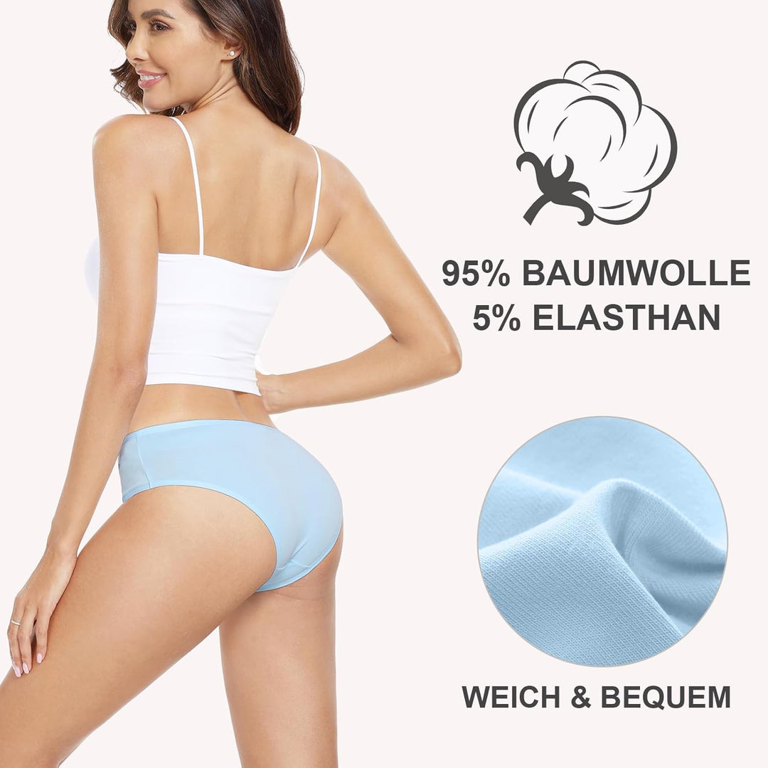 Anqier Unterhosen Damen, 6er Pack Baumwolle Panties Atmungsaktiv Slips Damen Bequeme Hipster Frauen