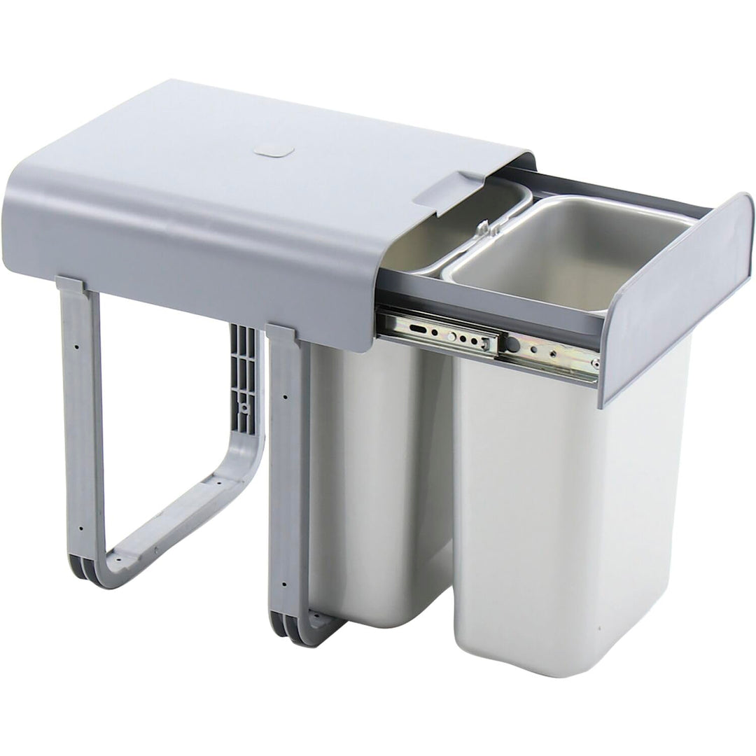 Ekotech Abfallsammler Aladin 2x 8 Liter ausziehbar ab 40cm Schrankbreite, Grau