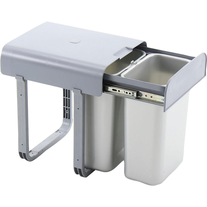 Ekotech Abfallsammler Aladin 2x 8 Liter ausziehbar ab 40cm Schrankbreite, Grau