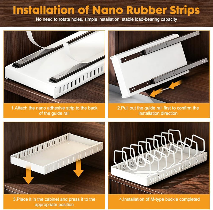 RANJIMA Topfdeckel Organizer, Ausziehbare Topfdeckel Organizer mit 8 Verstellbaren Fächern, Kitchen