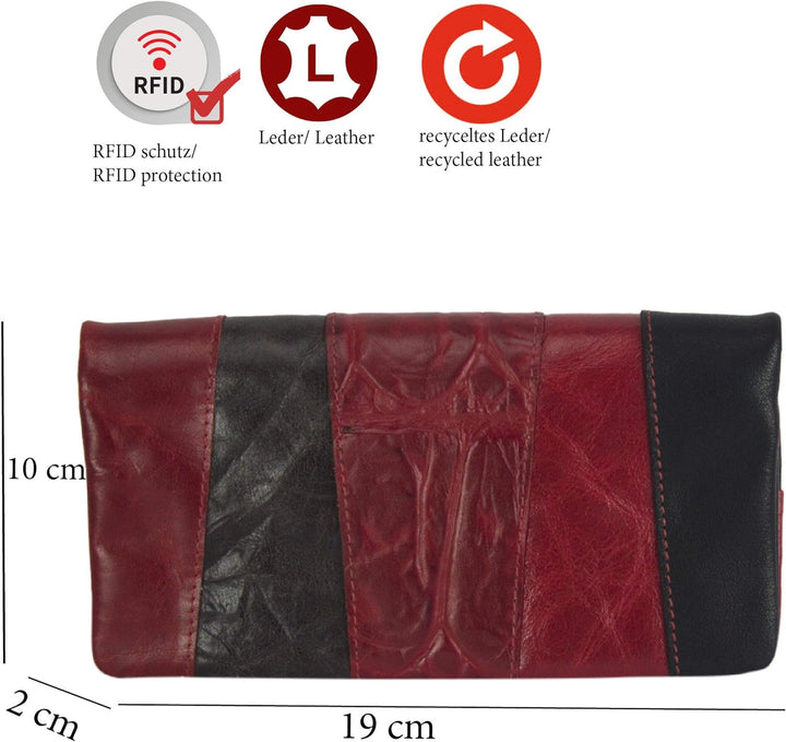 Sunsa Geldbörse. Leder Geldbeutel. Grosser Portemonnaie mit RFID Schutz. Damen Brieftasche mit viele