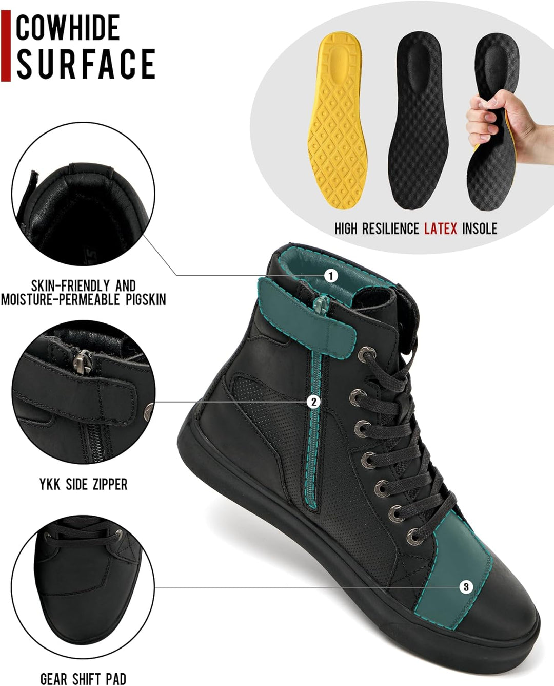BORLENI Motorradschuhe Herren Sommer Motorradstiefel Männer lässige atmungsaktive Leder Motorrad Sne