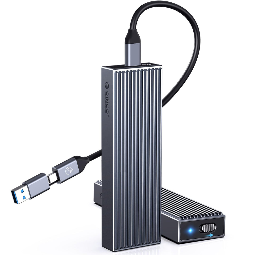 ORICO M.2 SSD Gehäuse [Werkzeuglos], NVMe Gehäuse USB 3.2 Gen2 10Gbps, M.2 SSD Gehäuse mit 2-in-1 Ka
