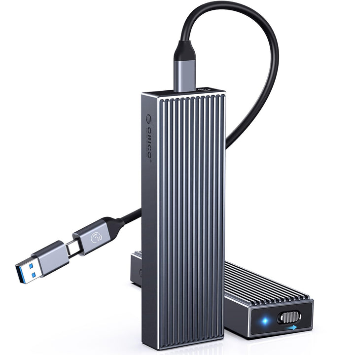 ORICO M.2 SSD Gehäuse [Werkzeuglos], NVMe Gehäuse USB 3.2 Gen2 10Gbps, M.2 SSD Gehäuse mit 2-in-1 Ka