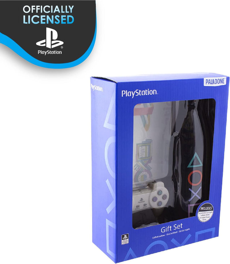 Paladone Playstation Geschenkset mit Symbolen, Licht, Stickern und Flasche, offizielles Lizenzproduk