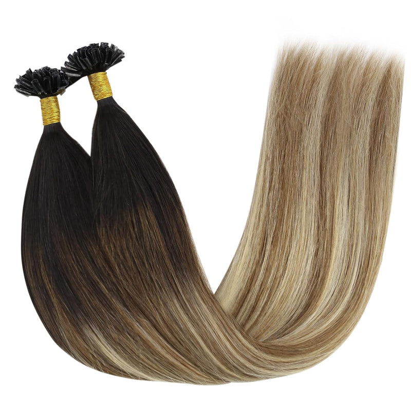 YoungSee Extensions Echthaar Bondings Balayage Bonding Extensions Echthaar Braun Blond Balayage Bond