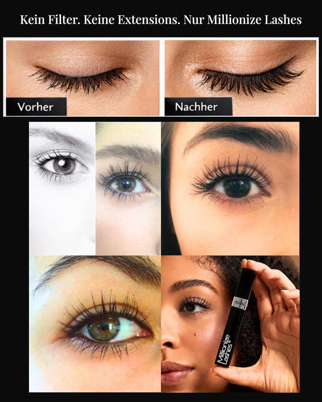 Nunu Millionize Lashes Wimpernserum & Augenbrauenserum 2in1 - Wimpernwachstum & Wimpernpflege - lang