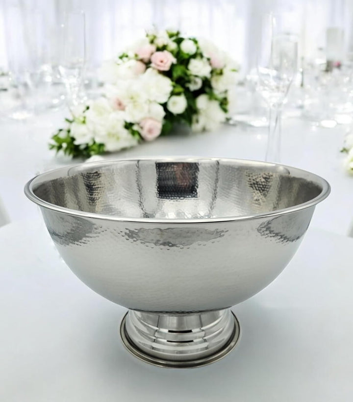 Flaschenkühler Schale rund Edelstahl Champagnerschale Hammerschlag Sektkühler