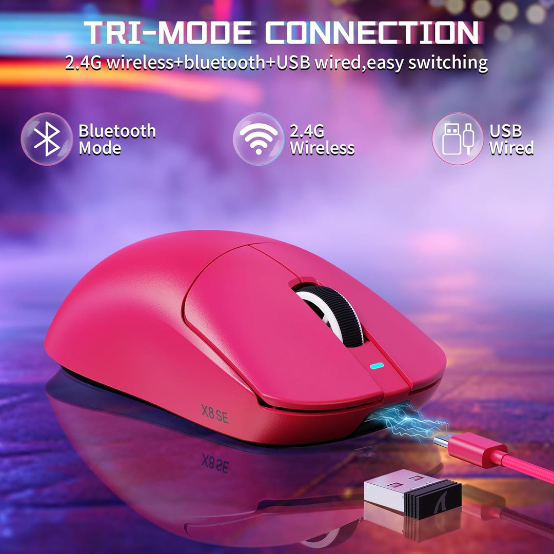 MAMBASNAKE X Attack Shark X8SE 55g ultraleichte kabellose Gaming Maus–bis zu 25000 DPI,PAW3311-Senso