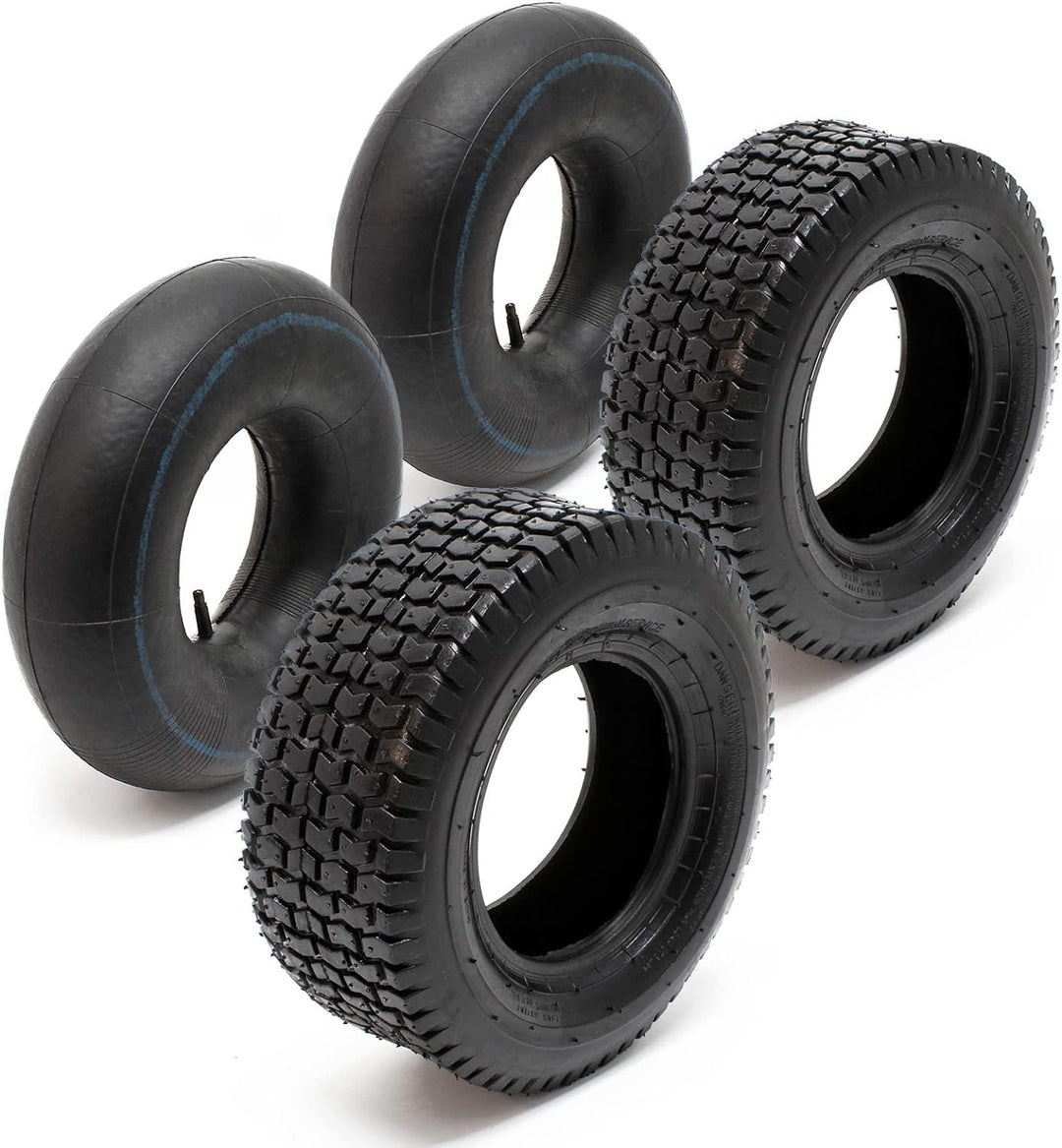 2xReifenmantel 2xSchlauch für Aufsitzmäher/Rasentraktor 15x6.00-6 4PR Gerades Ventil