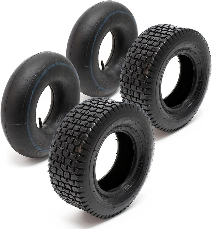 2xReifenmantel 2xSchlauch für Aufsitzmäher/Rasentraktor 15x6.00-6 4PR Gerades Ventil