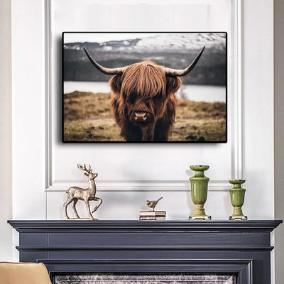 Hochlandrind Bild Leinwanddrucke,Nordic Highland Cow Bilder Druck auf Leinwand Schottisches Hochland