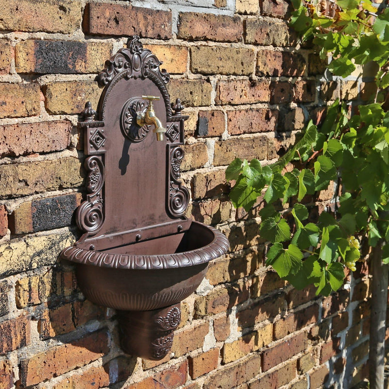 Wandbrunnen von CLGarden WB1 im nostalgischen Design Gartenbrunnen Wasserzapfstelle mit Waschbecken