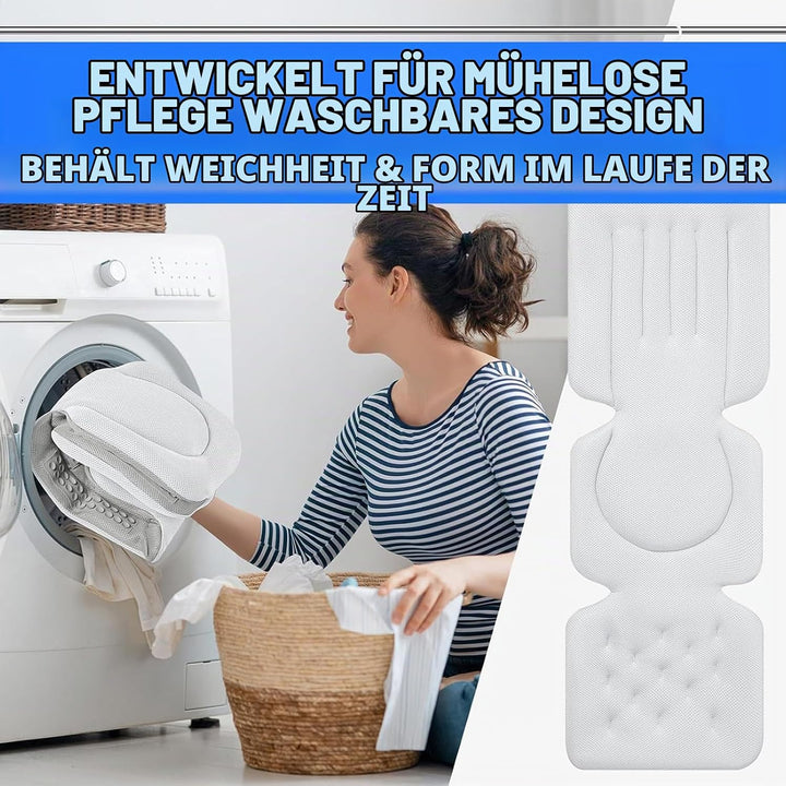 Badewannenkissen Ganzkörper mit Lendenkissen und Kopfstütze, 4D Verdickte Badewannenmatte 133x40 cm