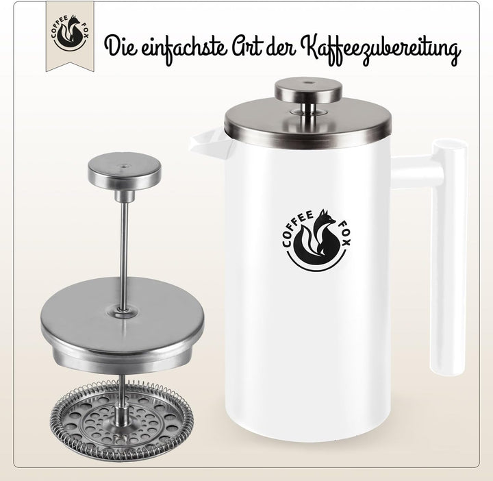 French Press Kaffeekanne aus doppelwandigem Edelstahl Schwarze Pressfilterkanne Französische Kaffeep