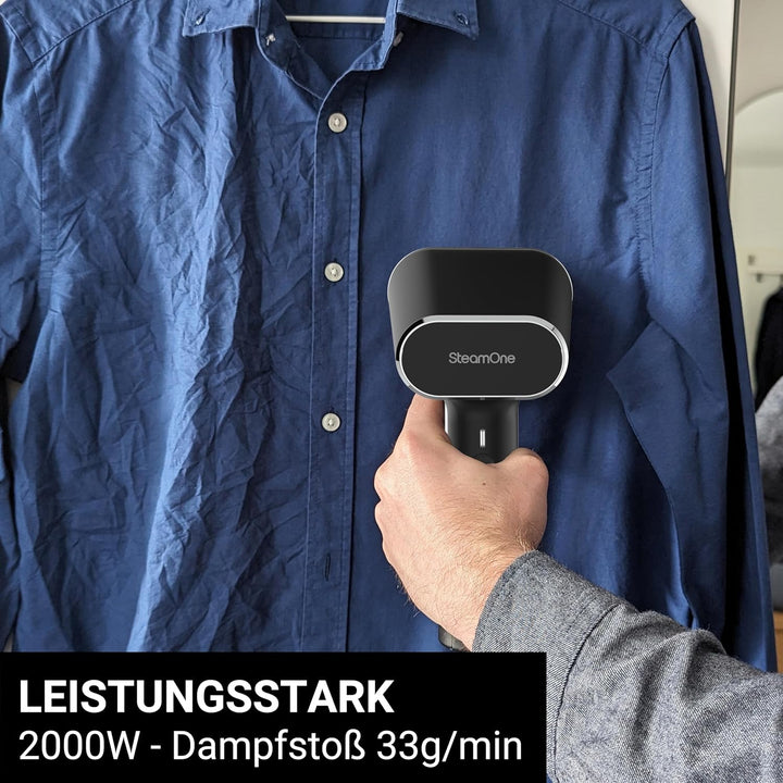STEAMONE – Dampfglätter 2000W, 33g/min – Tragbares Bügeleisen – 150ml – Entfernt 99,99% der Verunrei