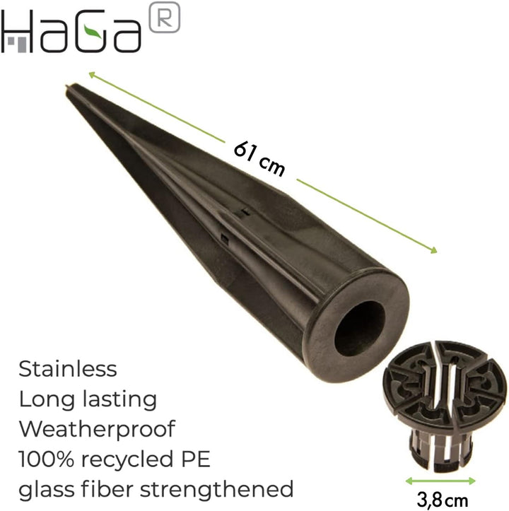 HaGa® Bodeneinschlaghülse für Kunststoff-Pfähle - 50 Stück PET Bodenhülse aus recyceltem PET - Einsc