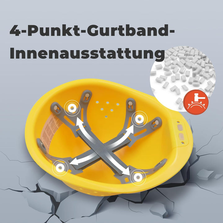 Bauhelm EN397, Mustbau Sicherheitsheilm, Arbeitshelm Schutzhelm für 53-65 cm Kopfumfang verstellbar,