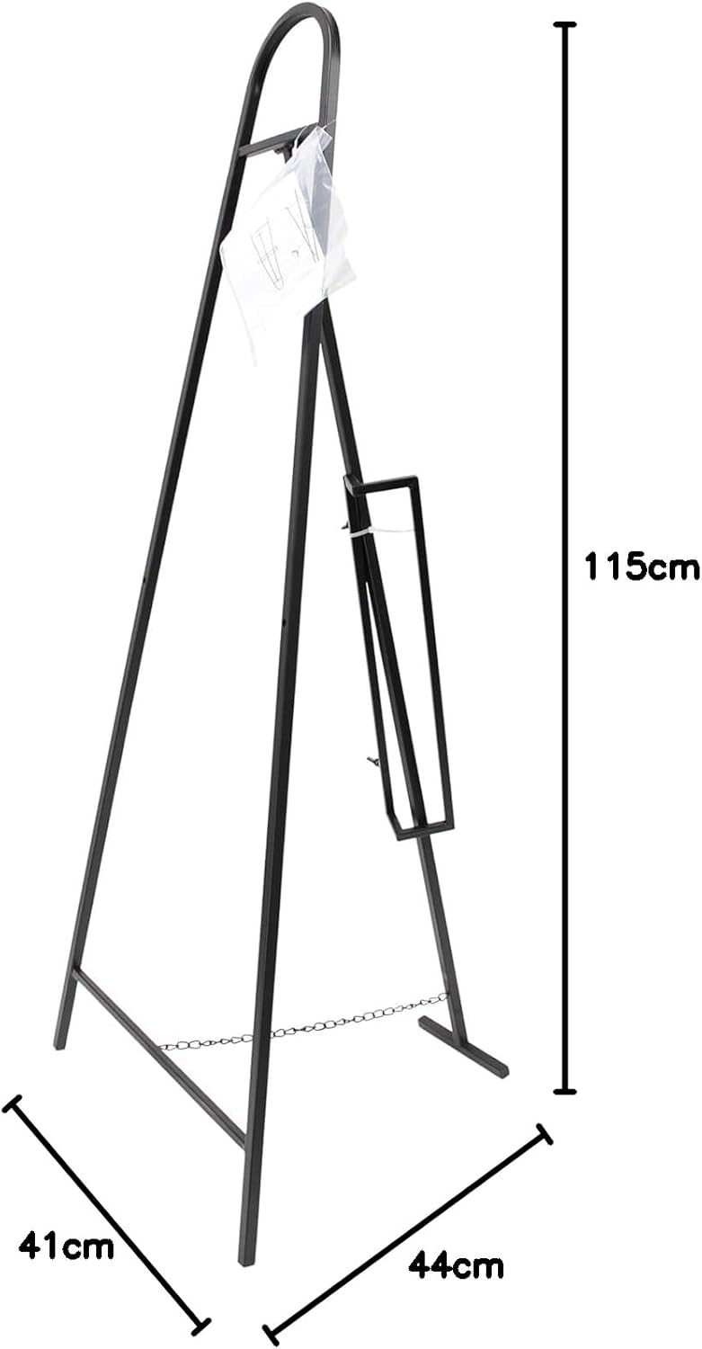 Staffelei "Modern" aus Metall, matt-schwarz, 115 cm hoch, Kundenstopper, Bilderständer, Dreifuss, Ma