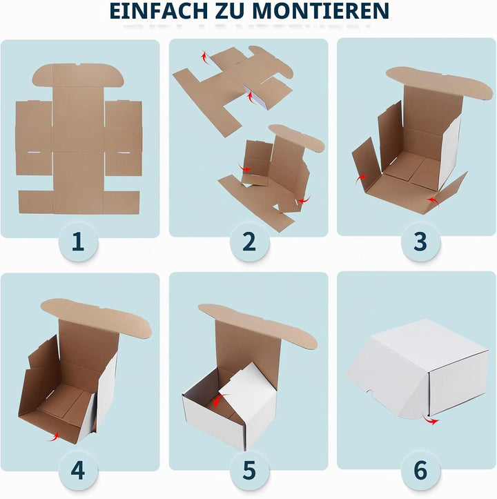 EYMPEU 20 Stück 15,3 x 15,3 x 15,3 cm Weisse Versandkarton, Kartons für kleine Gegenstände, Spielzeu