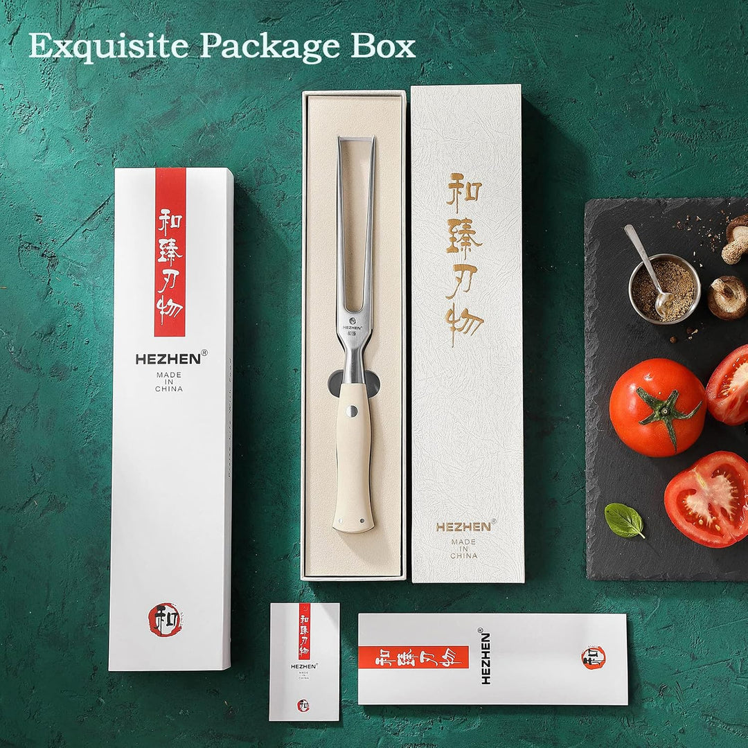 HEZHEN Rostfreier Stahl 430 Tranchiergabel, Fleischgabel Türkei Outdoor BBQ Grillen, Ergonomischer E