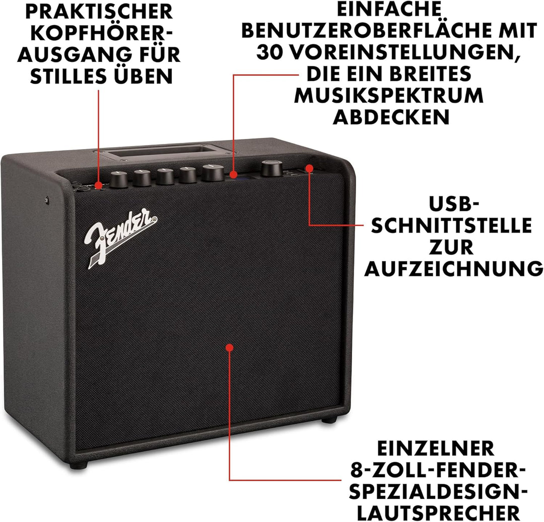 Fender Mustang LT 25 Combo Gitarrenverstärker – Geeignet für E-Gitarre LT25 (25W) Single, LT25 (25W)