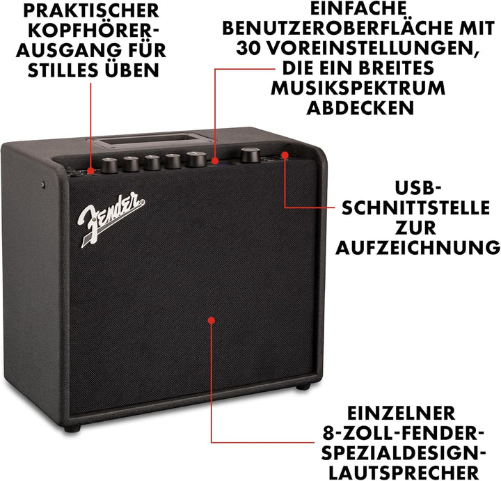 Fender Mustang LT 25 Combo Gitarrenverstärker – Geeignet für E-Gitarre LT25 (25W) Single, LT25 (25W)