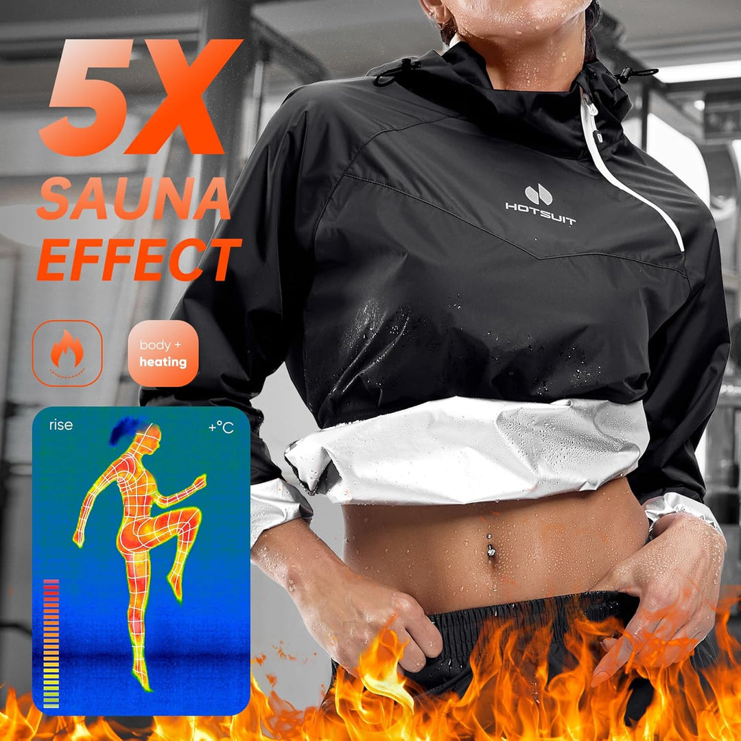 HOTSUIT Saunakostüm für Damen, Hose, Schlankheitsjacke, Fitnessstudio, Sweatshirt, Schweisskleidung,