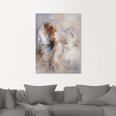 ARTland Leinwandbilder Wandbild Bild auf Leinwand 45 x 60 cm Menschen Paar Malerei Creme Dichte Harm