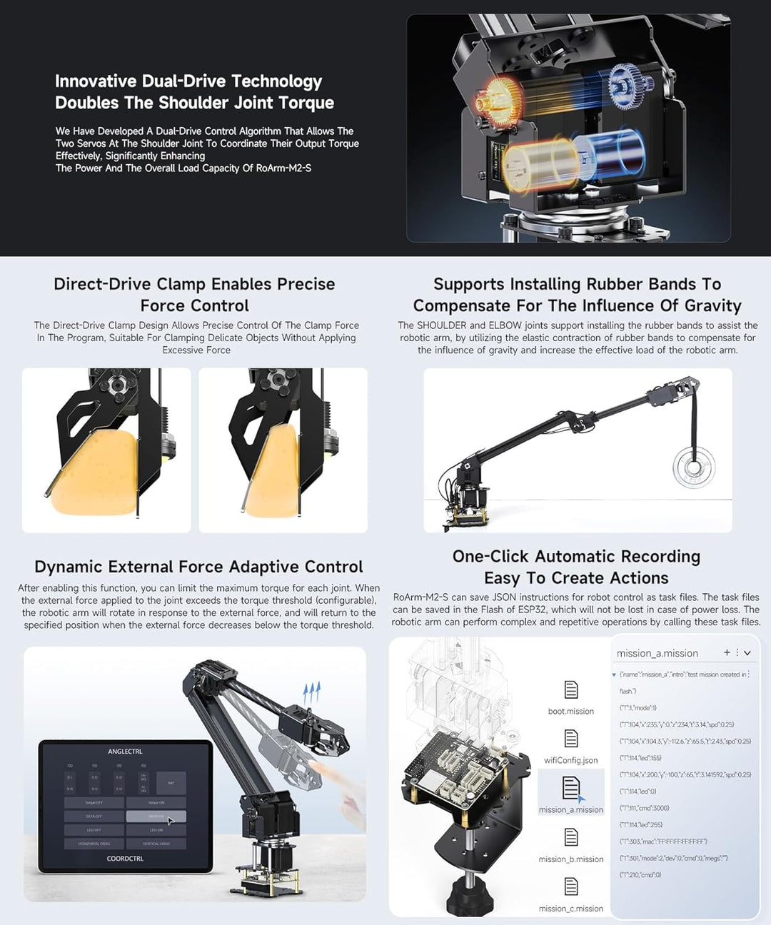 Waveshare Desktop Robotic Arm Kit-Lightweight Strong Load 4-DOF Support Expansion & 2nd Development