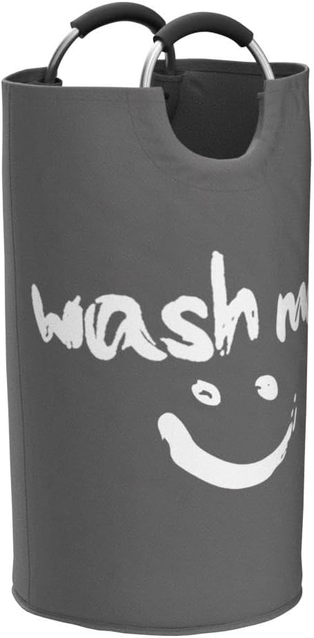 95L Faltbarer Wäschekorb, Wäschesack Gross mit Smiley-Gesicht und Griff, Freistehender Wäschesammler