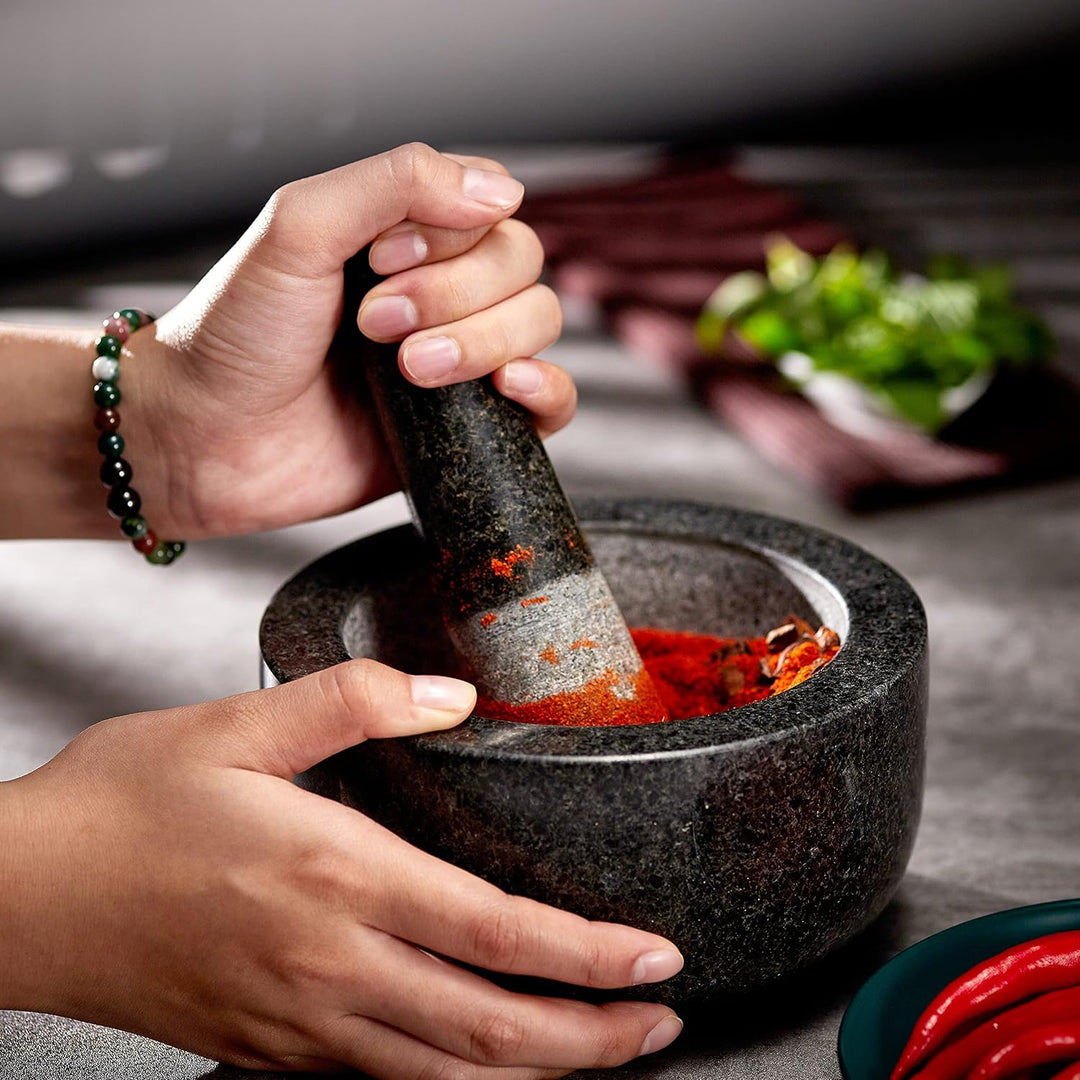 Supremery XXL Mörser und Stössel aus Granit im Set - Steinmörser Gewürzmörser Gross 16cm - für Gewür