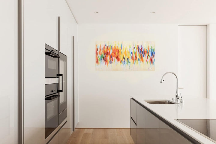 KunstLoft Leinwandbild | 100% HANDGEMALT | 120x60cm | Gemälde 'Weekend Happiness' | Abstrakt | Bunt