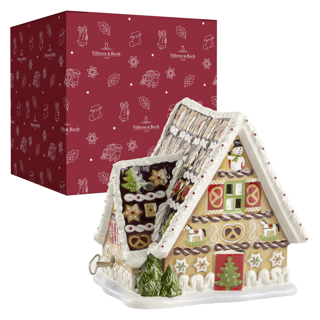 Villeroy und Boch Christmas Toys Spieluhr "Lebkuchenhaus", Porzellan, Weiss/Beige