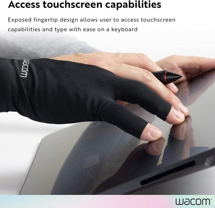 Wacom Zeichenhandschuh, Zwei-Finger-Künstler-Handschuh für Zeichentablet-Stift-Display, 90% recycelt