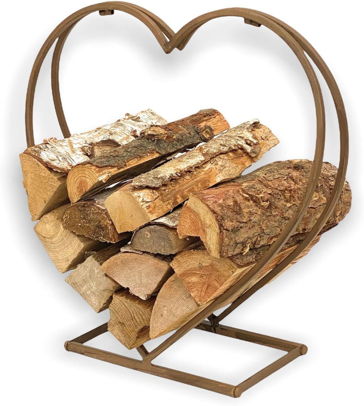 DanDiBo Kaminholzregal Innen Metall Herz Kaminholzständer 2013221 M 53 cm Holzkorb Kaminholzhalter H