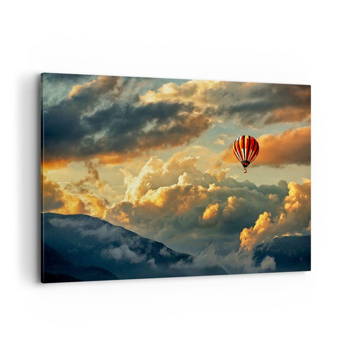 Bilder auf Leinwand 100x70cm Leinwandbild mit Rahmen Wolken Ballon Flug Gross Wanddeko Bild Schlafzi