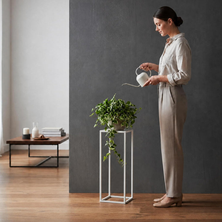 DanDiBo Blumenhocker Metall Weiss Eckig 50 - 70 cm Blumenständer Beistelltisch 96482 Blumensäule Mod