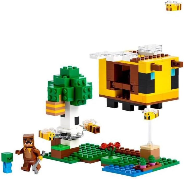 LEGO 21241 Minecraft Das Bienenhäuschen, Farm-Spielzeug mit baubarem Haus, Baby-Zombie und Tier-Figu