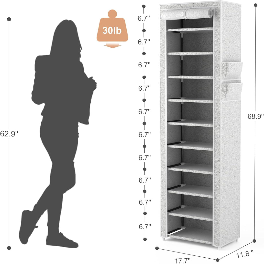 Schuhregal mit 11 Ebenen, Schuhschrank Stoff für 20-22 Paar Schuhe, Schuhregale Schmal und Hoch mit