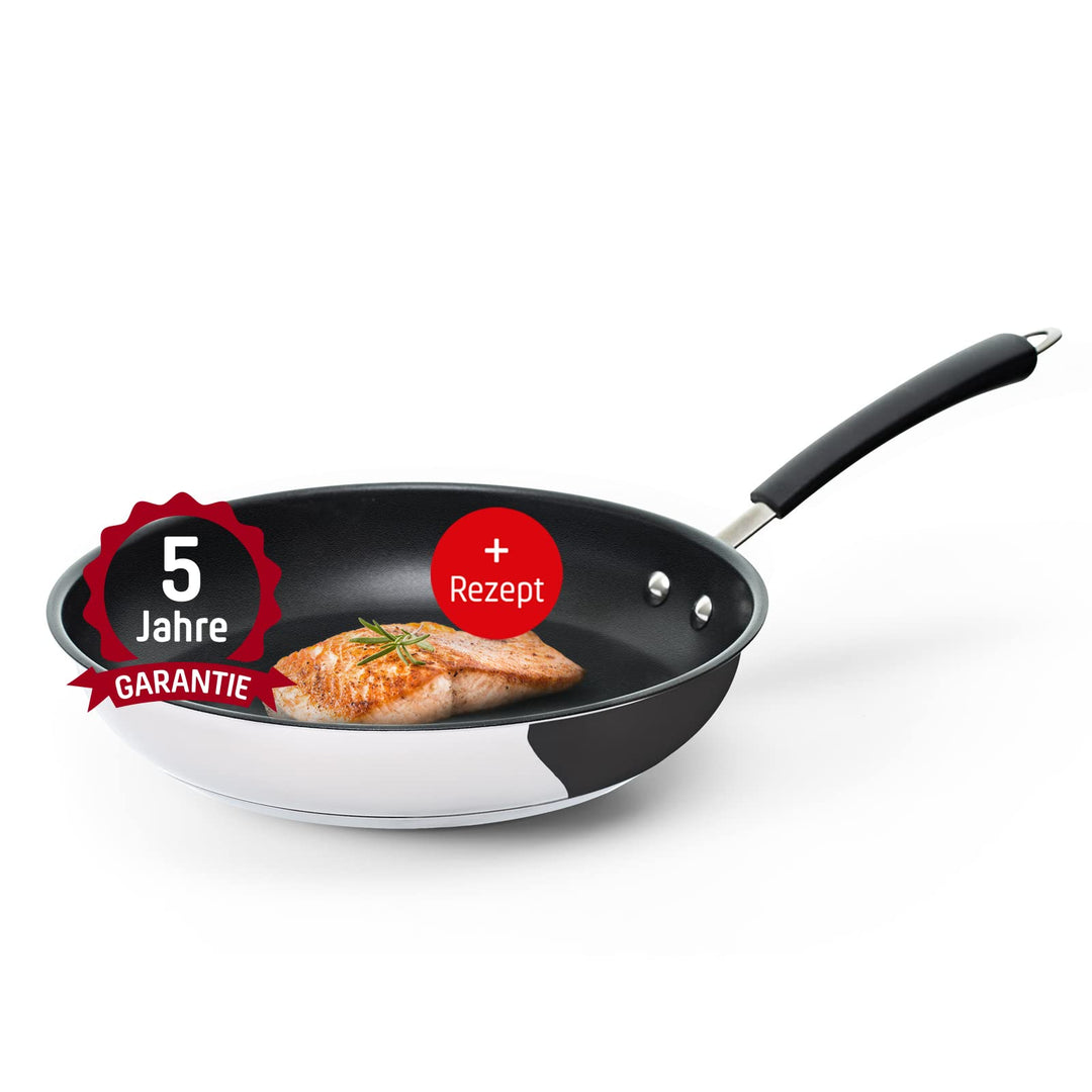 Coolinato Pfanne 28 cm beschichtet Edelstahl Bratpfanne für Gas Ceran Elektro Induktion &amp; Backofen 2